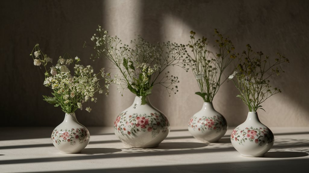 delikatne porcelanowe wazony na kwiaty